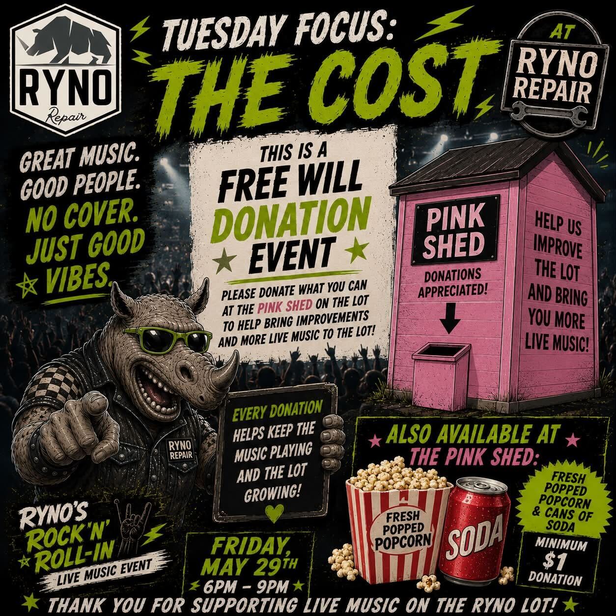 Ryno's Rockin' Roll-In Tuesday focus poster